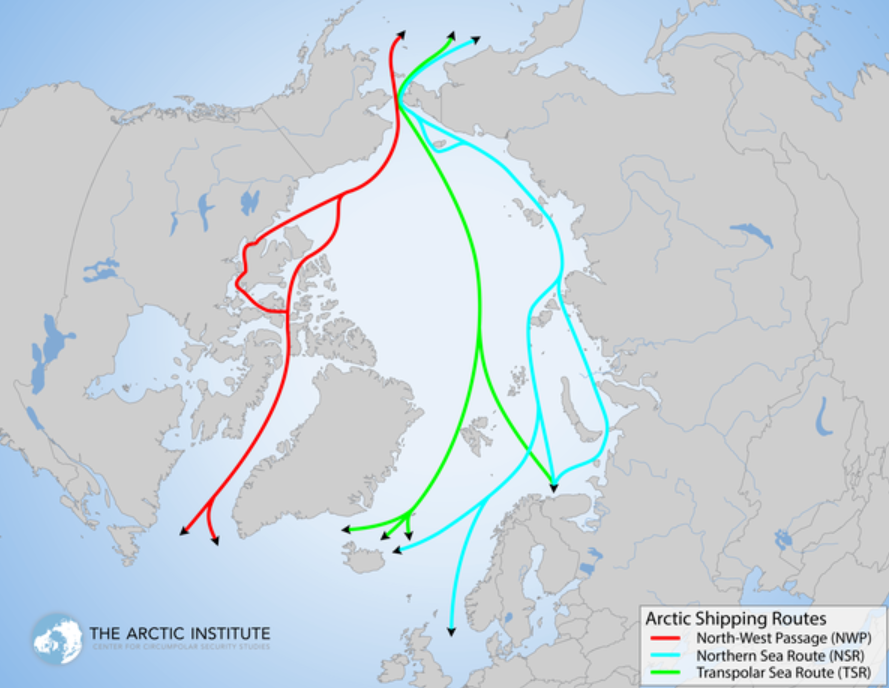 북극항로 예상 경로에 대한 이미지