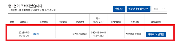 주정차 위반 과태료 조회