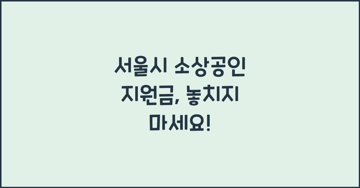 서울시 소상공인 지원금