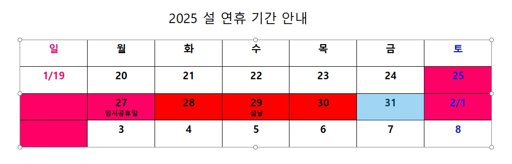 2025 설 연휴 축제 행사