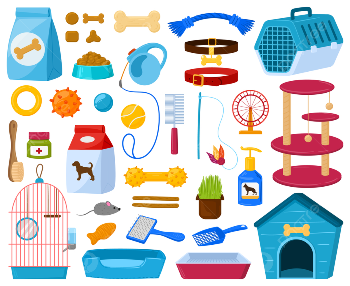 강아지 입양 전 준비 용품들이 알록달록한 색깔의그림으로 나열되 있다.