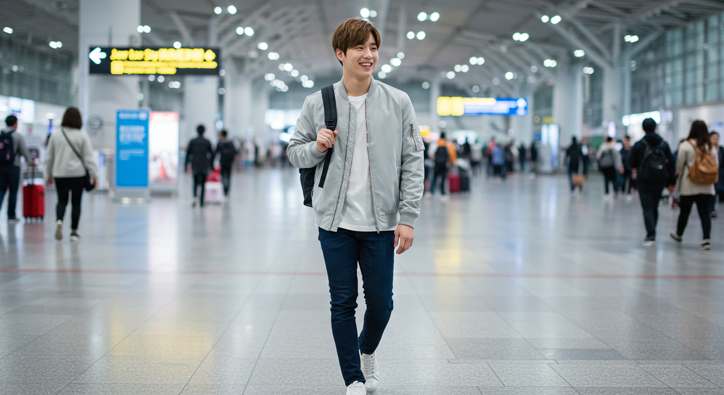 공항에 도착한 남자