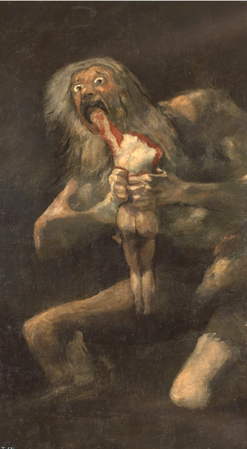 Saturn 토성 (1820 - 1823. 캔버스에 전사된 벽화의 혼합법. 방 067) - 고야