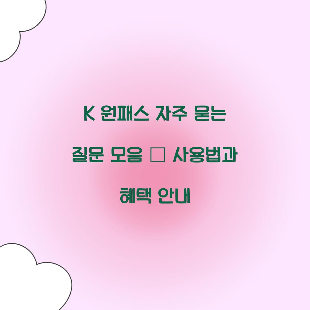K 원패스 자주 묻는 질문 모음