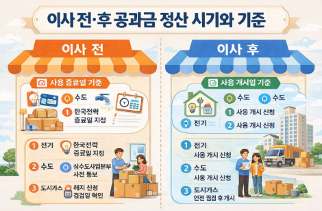 이사 전&middot;후 공과금 정산 시기와 기준
