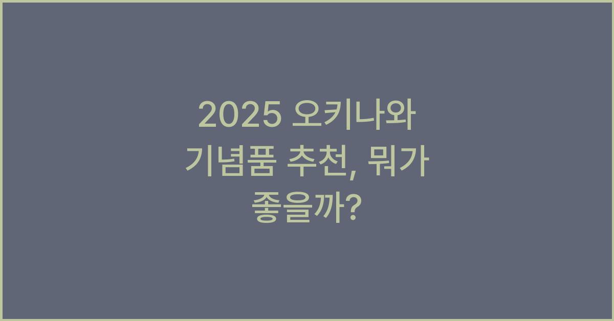 2025 오키나와 기념품 추천