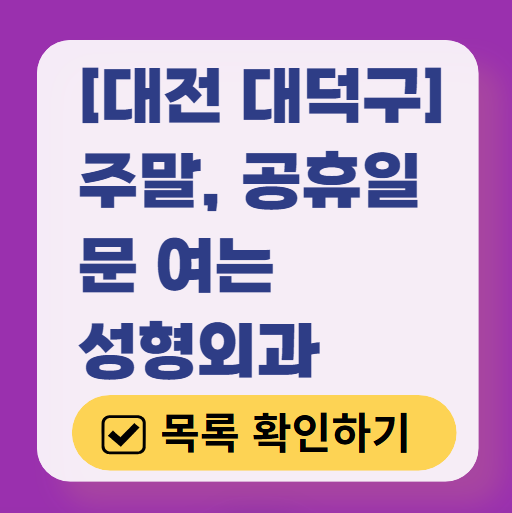 대전 대덕구 주말 성형외과 병원 리스트 ❘ 토요일 일요일 공휴일 진료 병원 정리, 쌍꺼풀·리프팅·눈재수술 추천