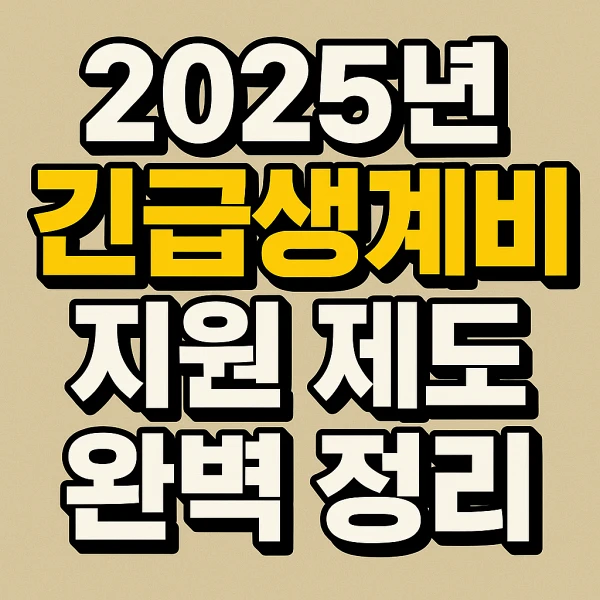 2025년 긴급생활비 지원 제도 완벽 정리