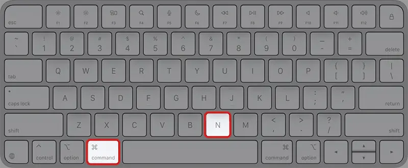 파인더가 열려있는 상태에서 새로운 파인더 창을 하나 더 여는 단축키는 command + N 이다.