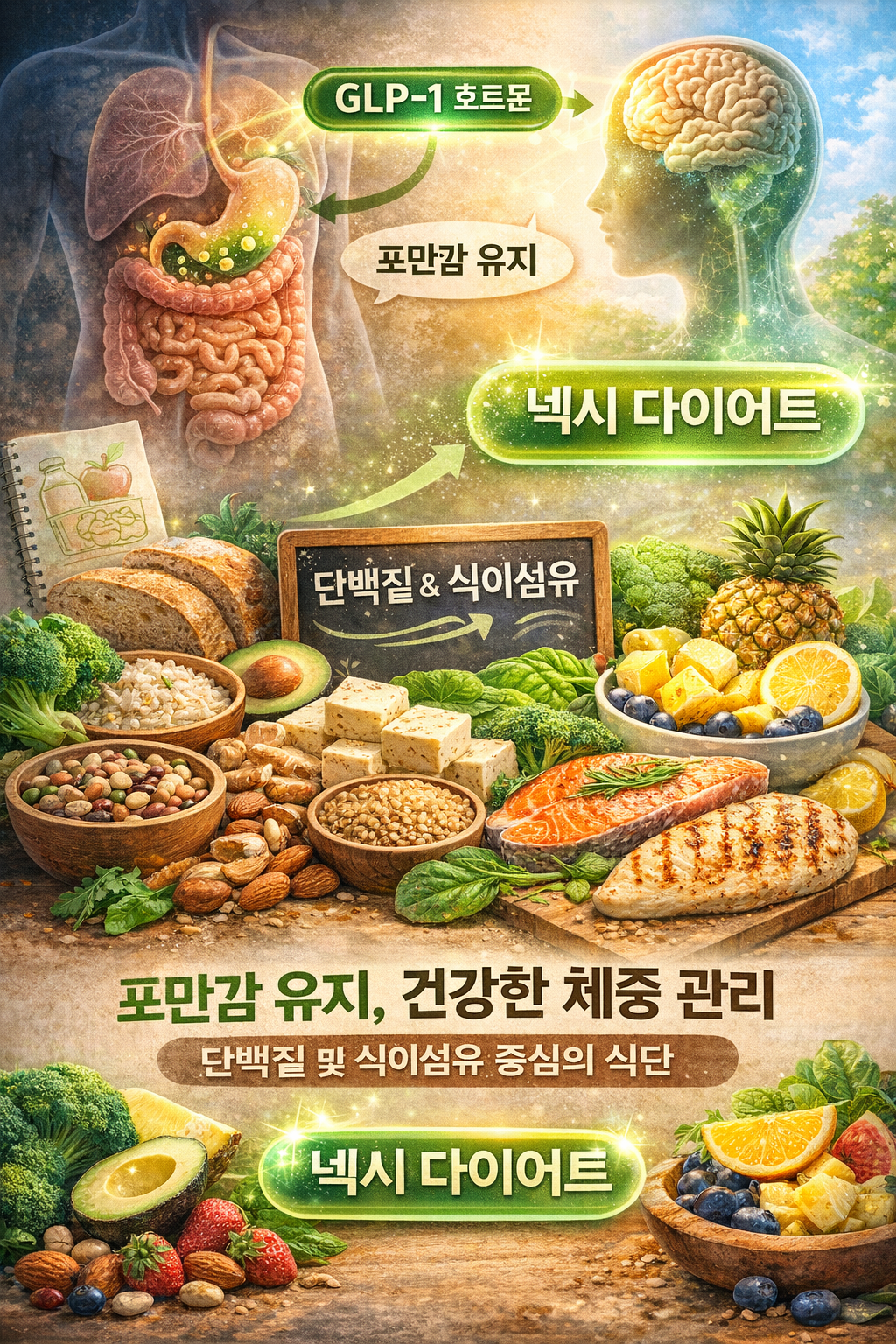 넥시 다이어트 (GLP-1 호르몬, 단백질 식이섬유, 포만감 유지)