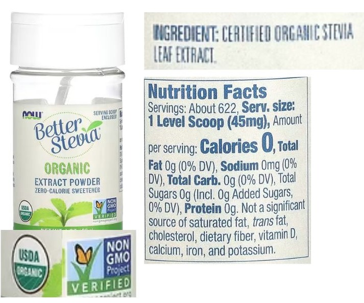 NOW Foods, Better Stevia, 베터 스테비아, 유기농 추출물 분말