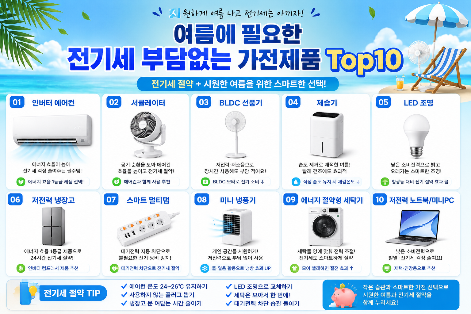 여름에 전기세 부담없는 가전제품 Top10가지