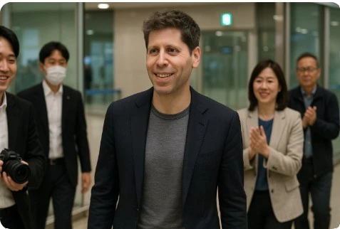 샘 올트먼, 한국 공항 도착 장면