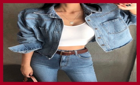 크롭 데님 셔츠