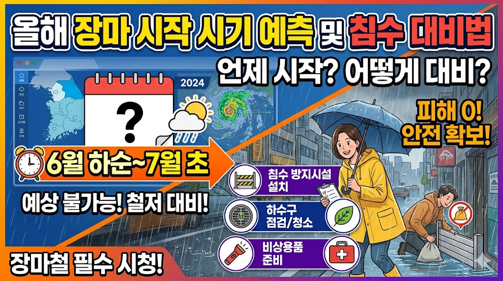 [2026 장마] 올해 장마 언제 시작할까? 기상청 예보 바탕 장마 기간 예측 및 침수 대비법 완벽 정리