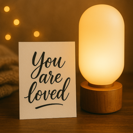 Warm Calligraphy Postcard and Mood Light