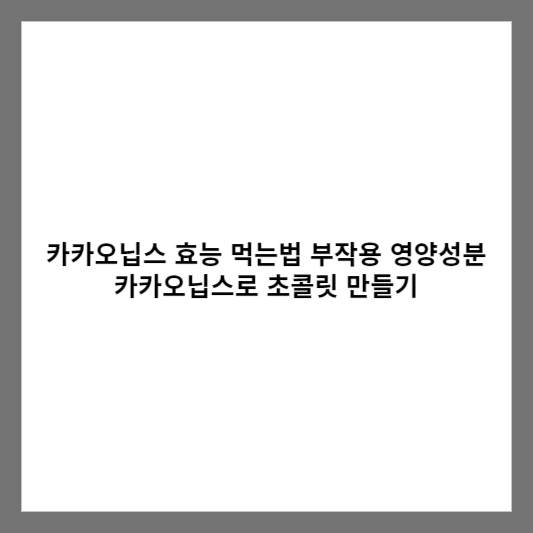 카카오닙스 효능 먹는법 부작용 영양성분 / 카카오닙스로 초콜릿 만들기
