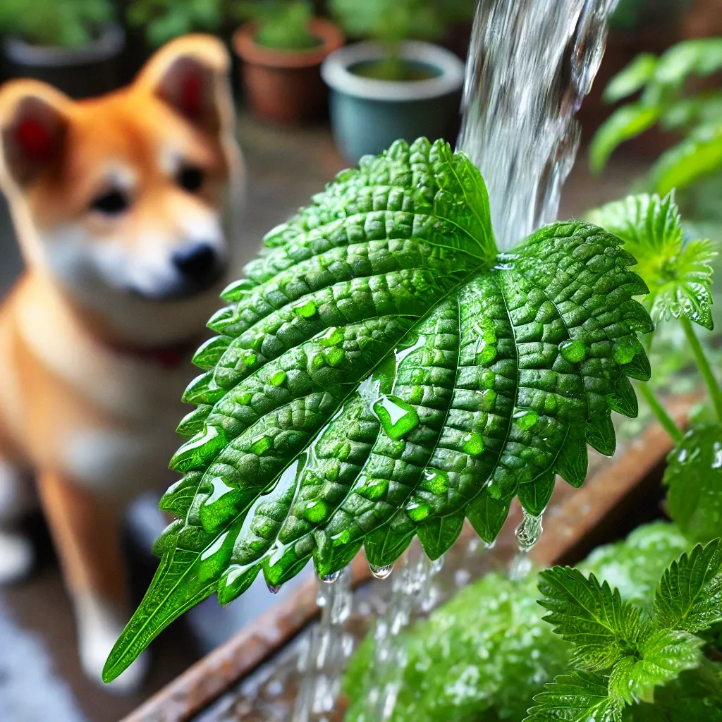강아지 깻잎