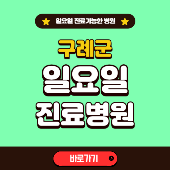 구례군 일요일 진료 가능한 병원 ❘ 주말 문여는 곳 총정리 (소아과, 내과, 안과, 치과, 피부과, 정형외과, 산부인과)