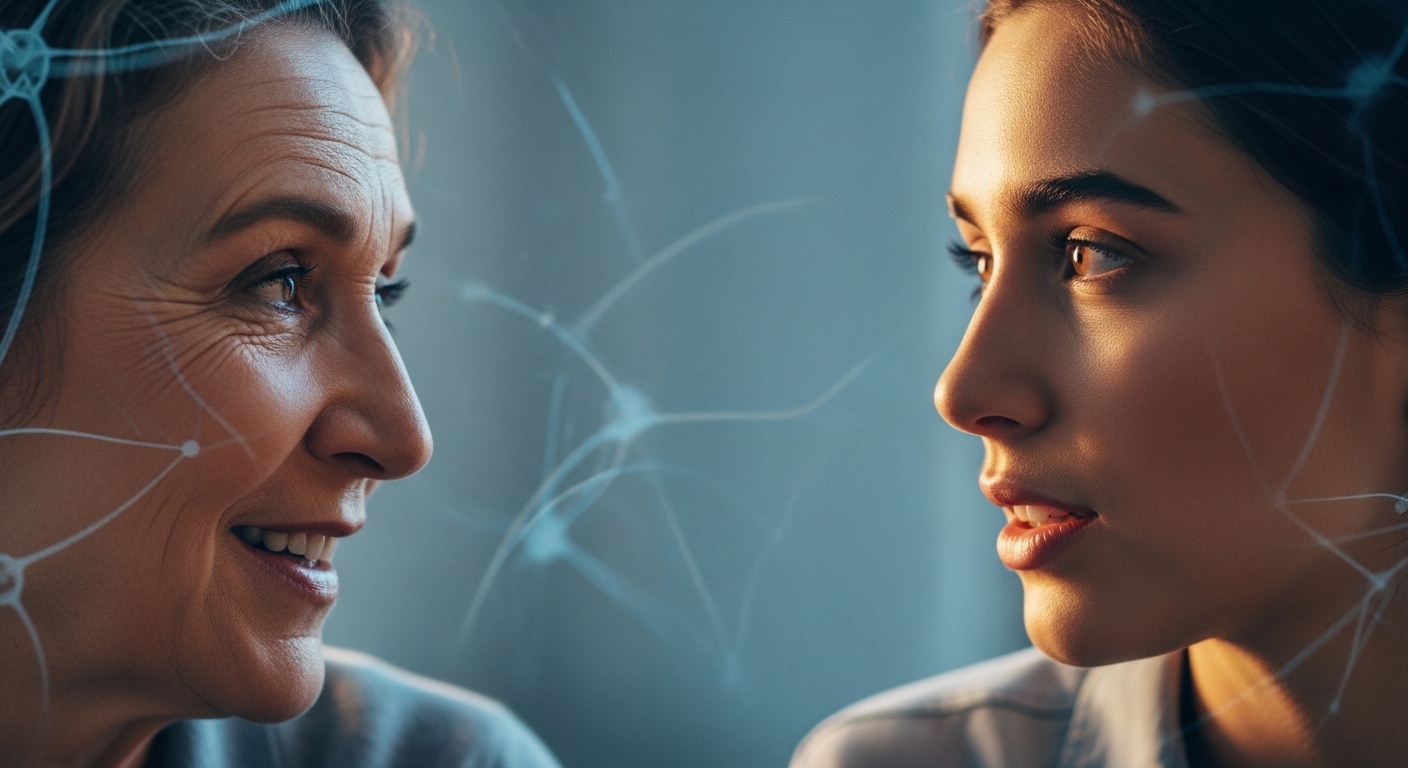 서로 깊이 공감하며 대화하는 두 사람의 모습. 인간적인 연결의 중요성을 강조하며, AI 시대에도 변치 않는 공감 능력의 가치를 나타냅니다.