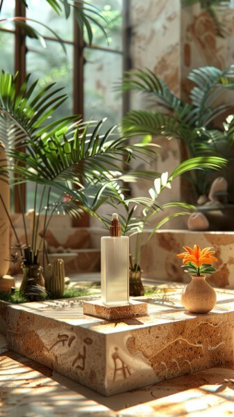 목욕탕에 놓여 있는 오일