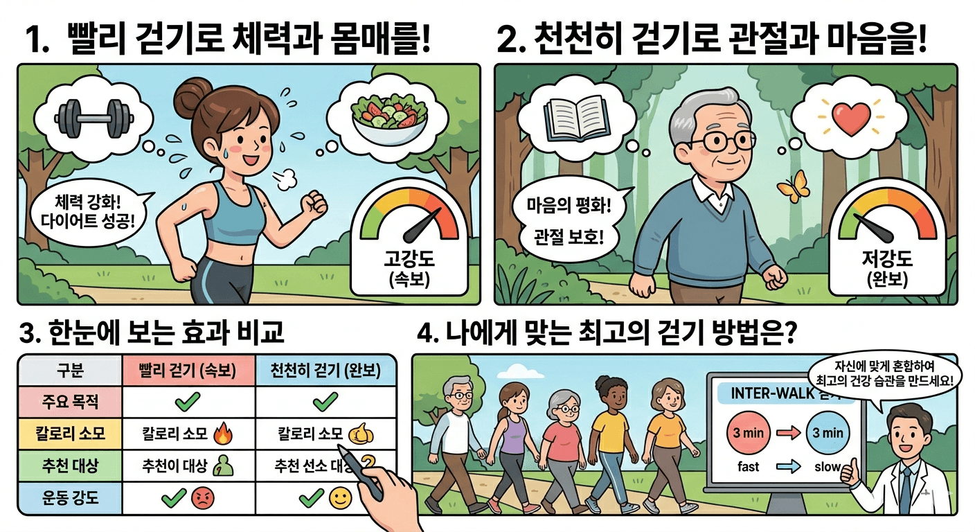 빨리 걷기 vs 천천히 걷기