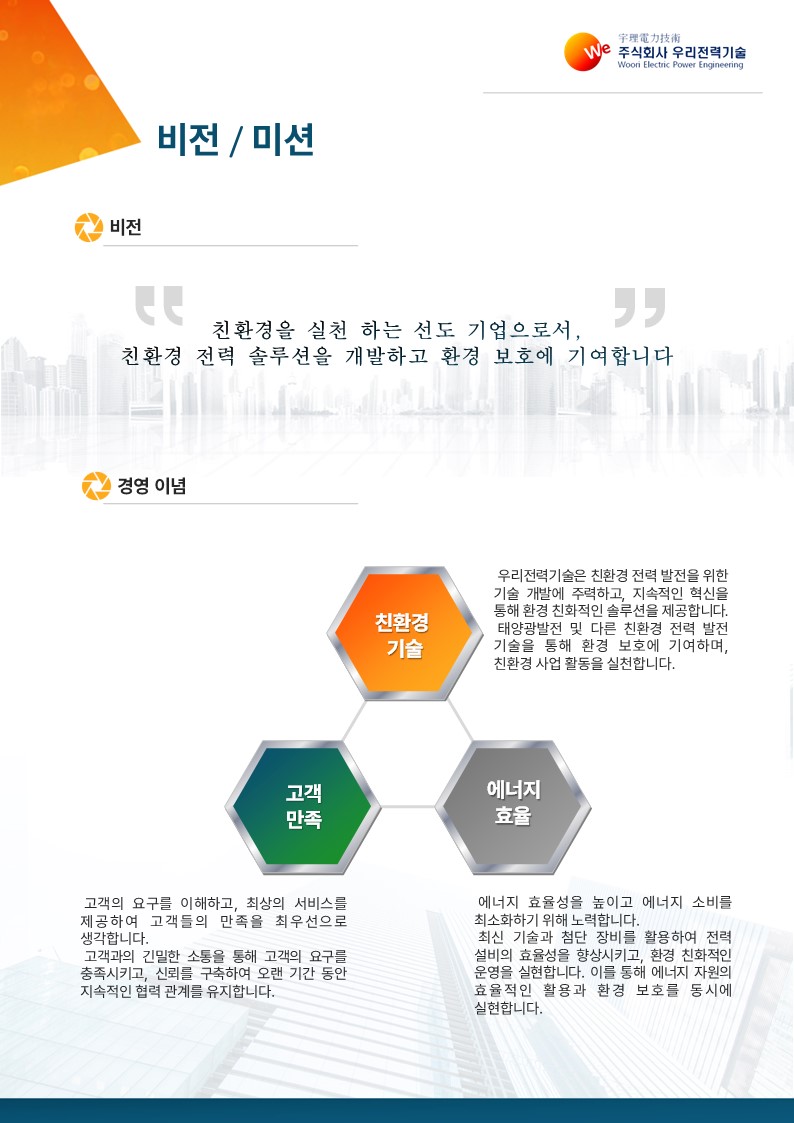 회사소개서 비전, 경영방침
