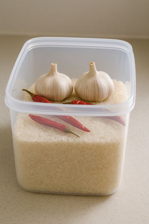 마늘, 고추, 녹차잎 등을 함께 넣기