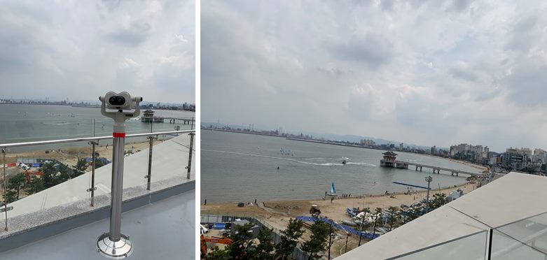 영일대 방면 망원경