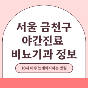 서울 금천구 야간진료 비뇨기과 병원 (18시 이후 늦게까지하는 병원)