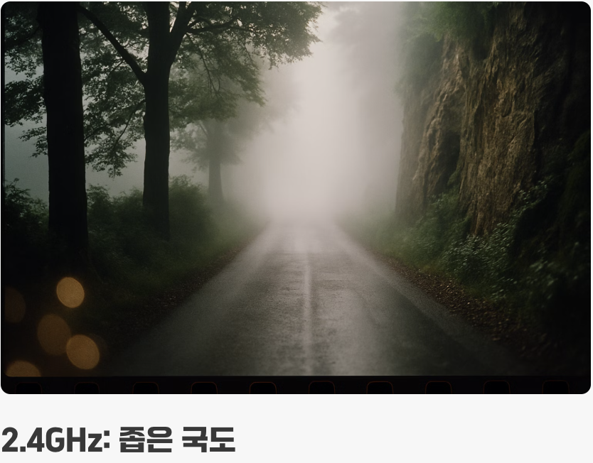 2.4GHz와 5GHz&amp;#44; 좁은 국도와 넓은 신작로