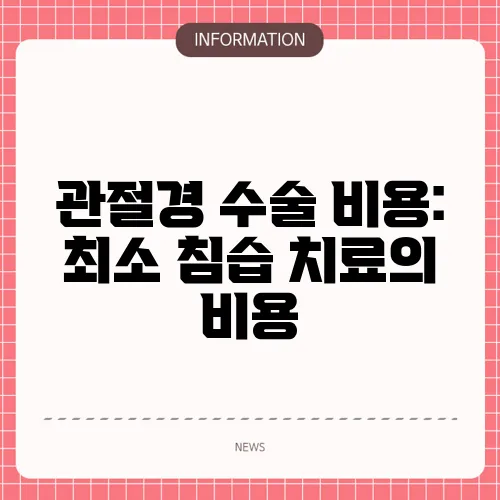 관절경 수술 비용: 최소 침습 치료의 비용