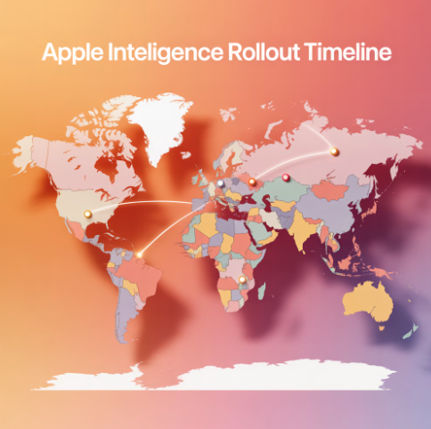 Apple Intelligence 출시일 및 업데이트 일정 - 전세계 지도 이미지
