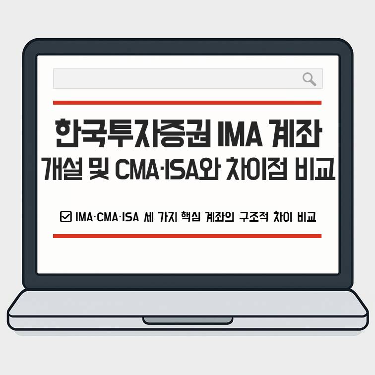 한국투자증권 IMA 계좌 개설 방법과 CMA·ISA 계좌의 구조적 차이를 비교 설명한 썸네일 이미지