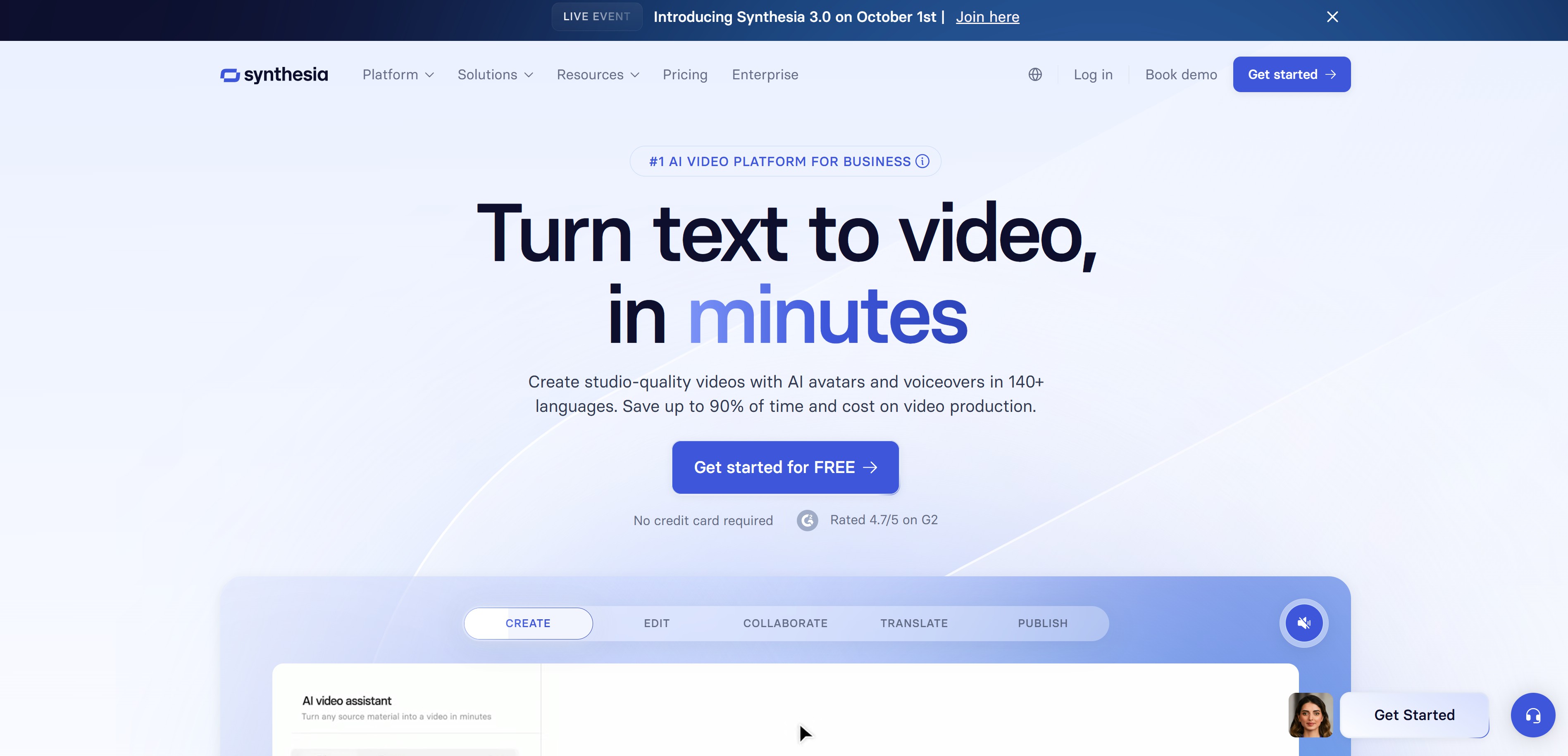 AI動画制作サイト5:Synthesia - AIアバター専門
