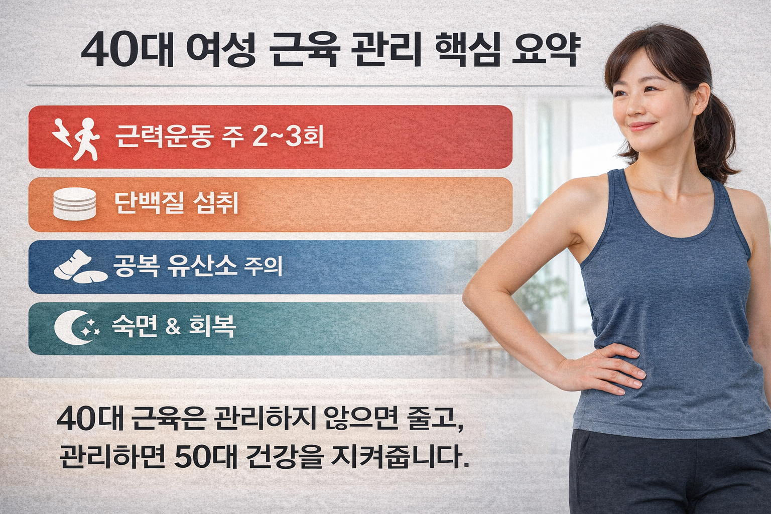 40대 여성 근육 감소 속도와 예방법
