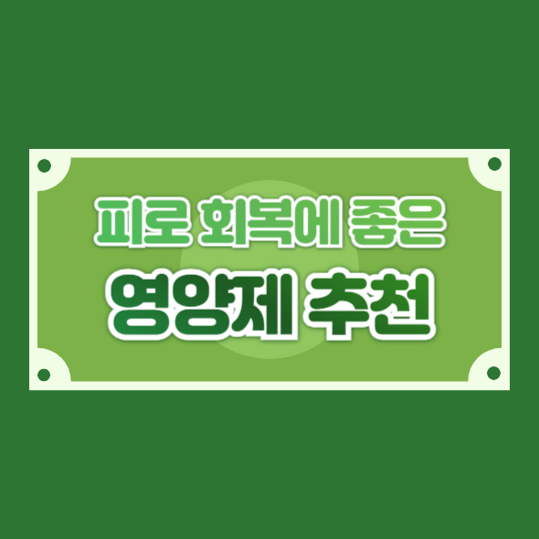 피로 회복에 좋은 영양제 추천