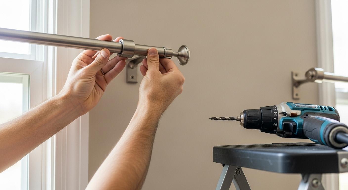 커텐 봉 걸이 설치