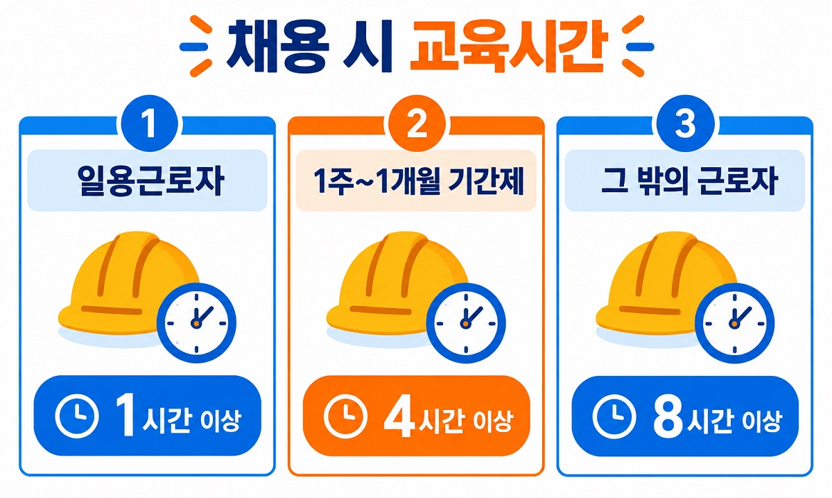 고용형태별 채용 시 교육시간을 정리한 인포그래픽