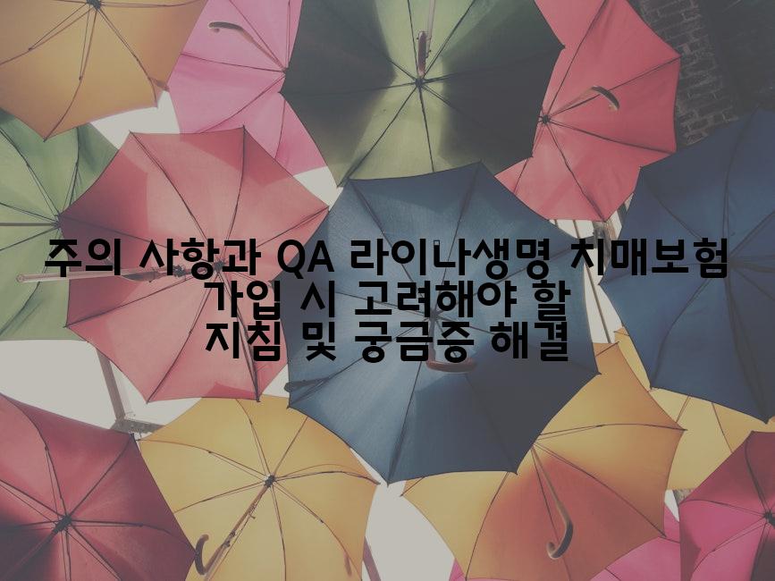 주의 사항과 QA 라이나생명 치매보험 가입 시 고려해야 할 지침 및 궁금증 해결