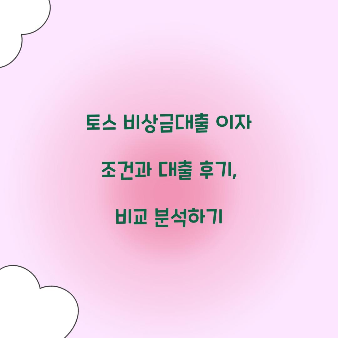 토스 비상금대출 이자 조건