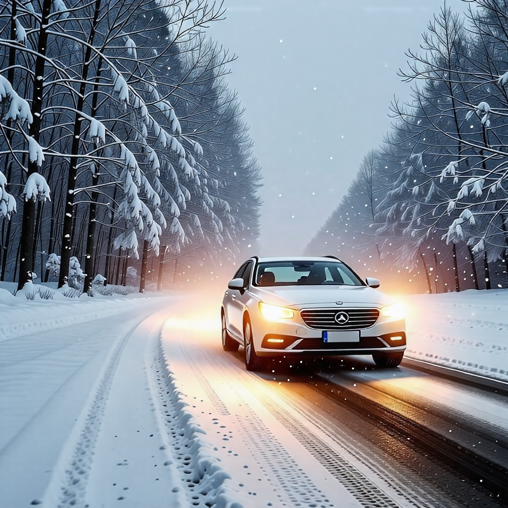 눈길운전하는 자동차 그림