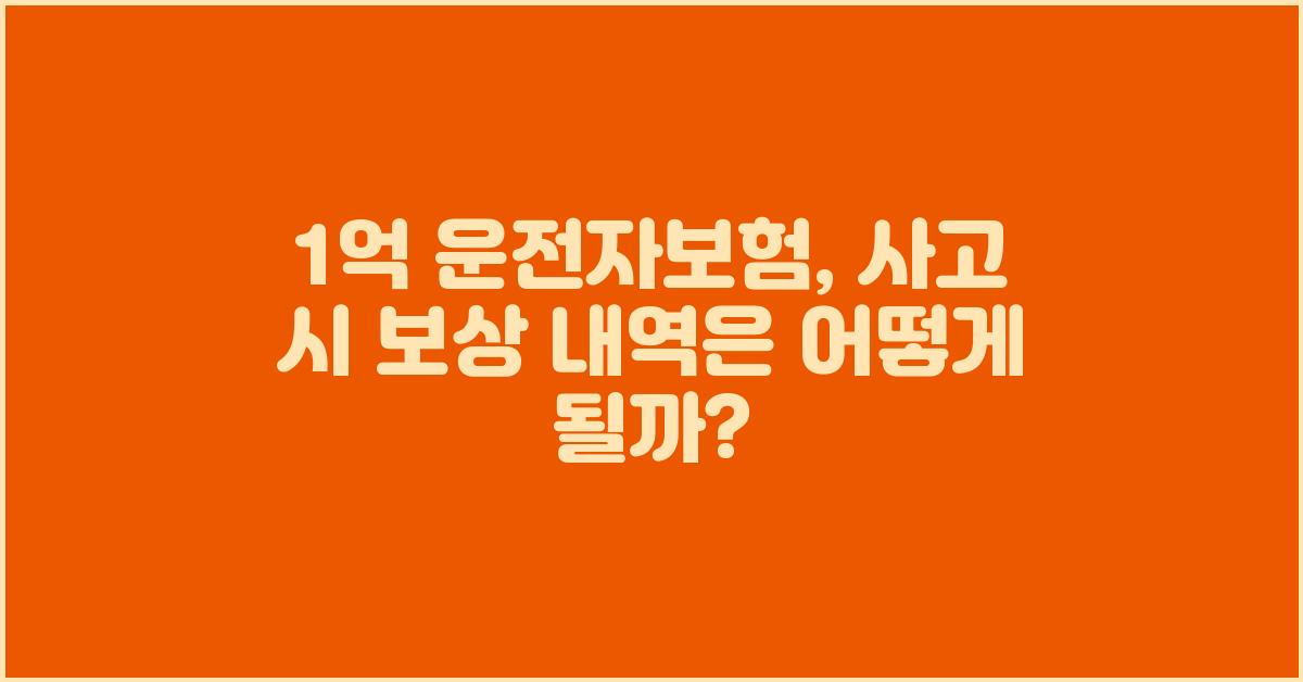 1억 운전자보험, 사고시 보상 어떻게?