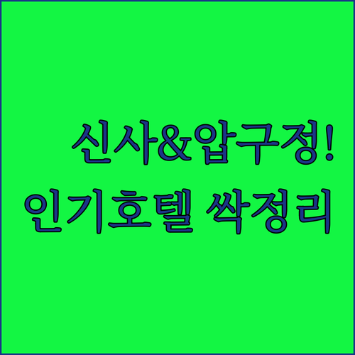 신사역 압구정 로데오 근처 인기 호텔..