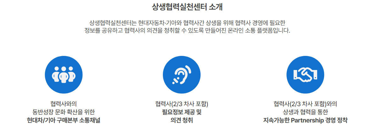 hmg 상생협력실천센터 홈페이지