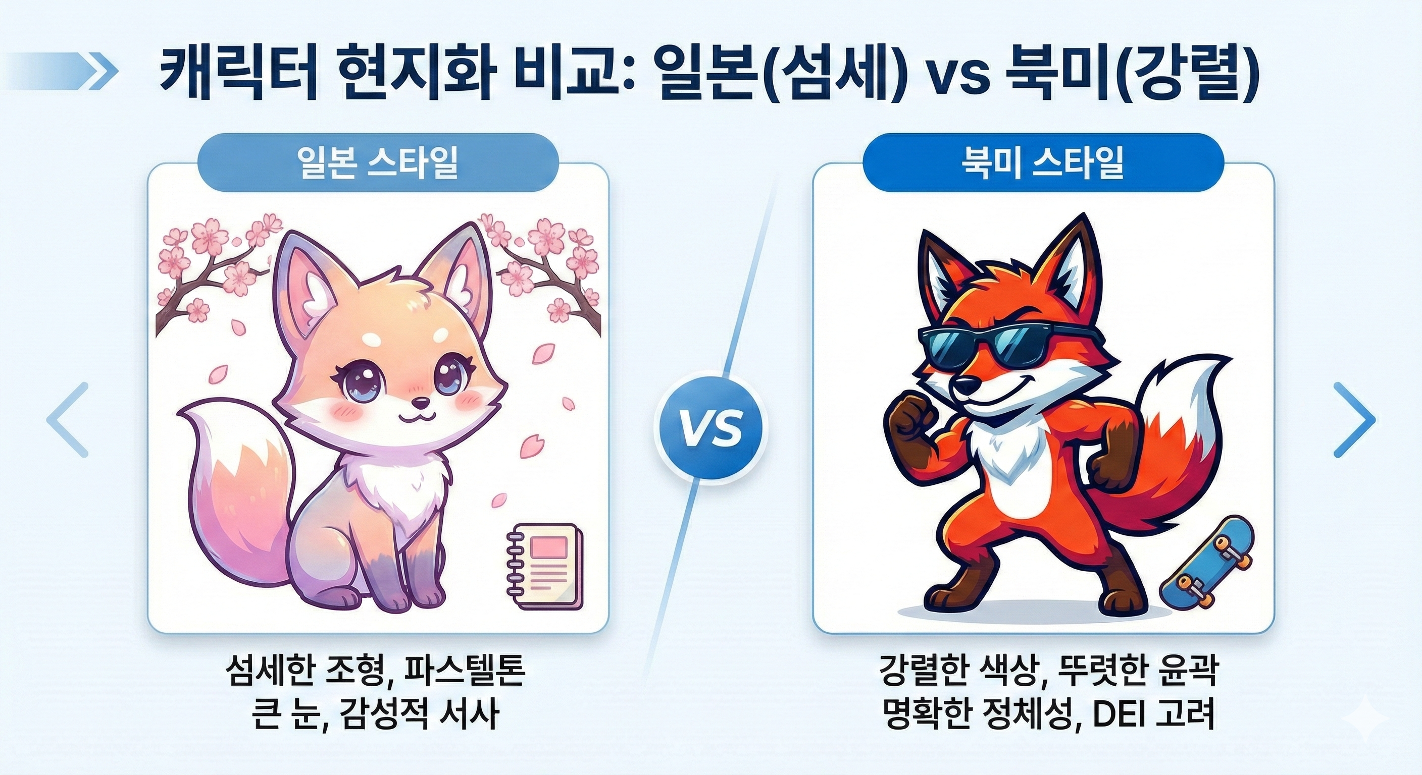 캐릭터 현지화 비교 : 일본/미국