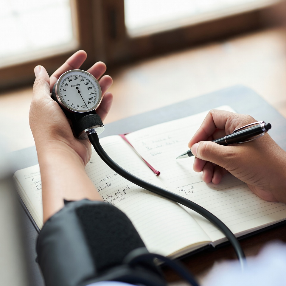 커피 전후 혈압을 집에서 기록하며 카페인 영향을 확인하는 고혈압 환자