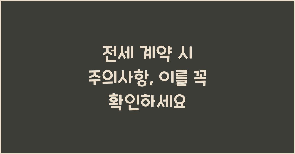 전세 계약 시 주의사항