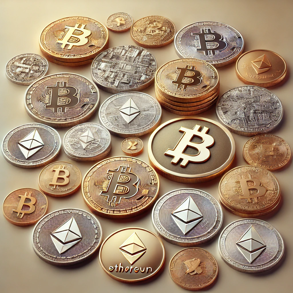 각종 코인들 사진