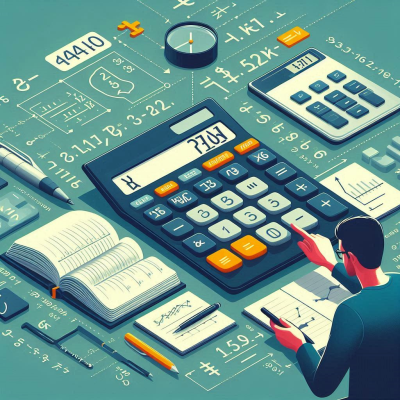 계산기와 함께 다양한 데이터 분석 작업을 하는 모습